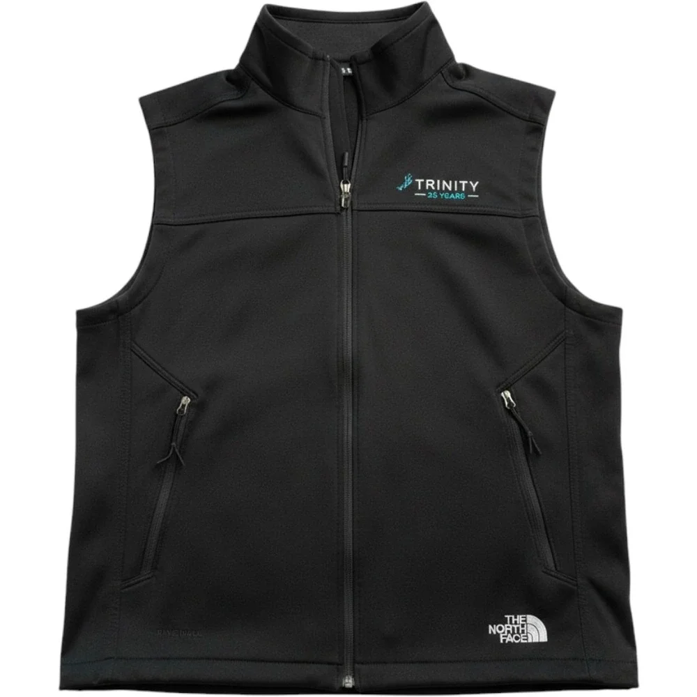 The North Face Mens WindWall Softshell Vest Black‎ Full Zip Large Trinity Logo